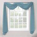 LuxuryDiscounts Beautiful Elegant Solid Slate Blue Sheer Scarf Valance Topper 40" x 216" Long Window Treatment Scarves