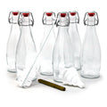 17 oz. Glass Bottles with Swing Top Stoppers, Bottle Brush, Funnel, and Gold Glass Marker (Set of 6)