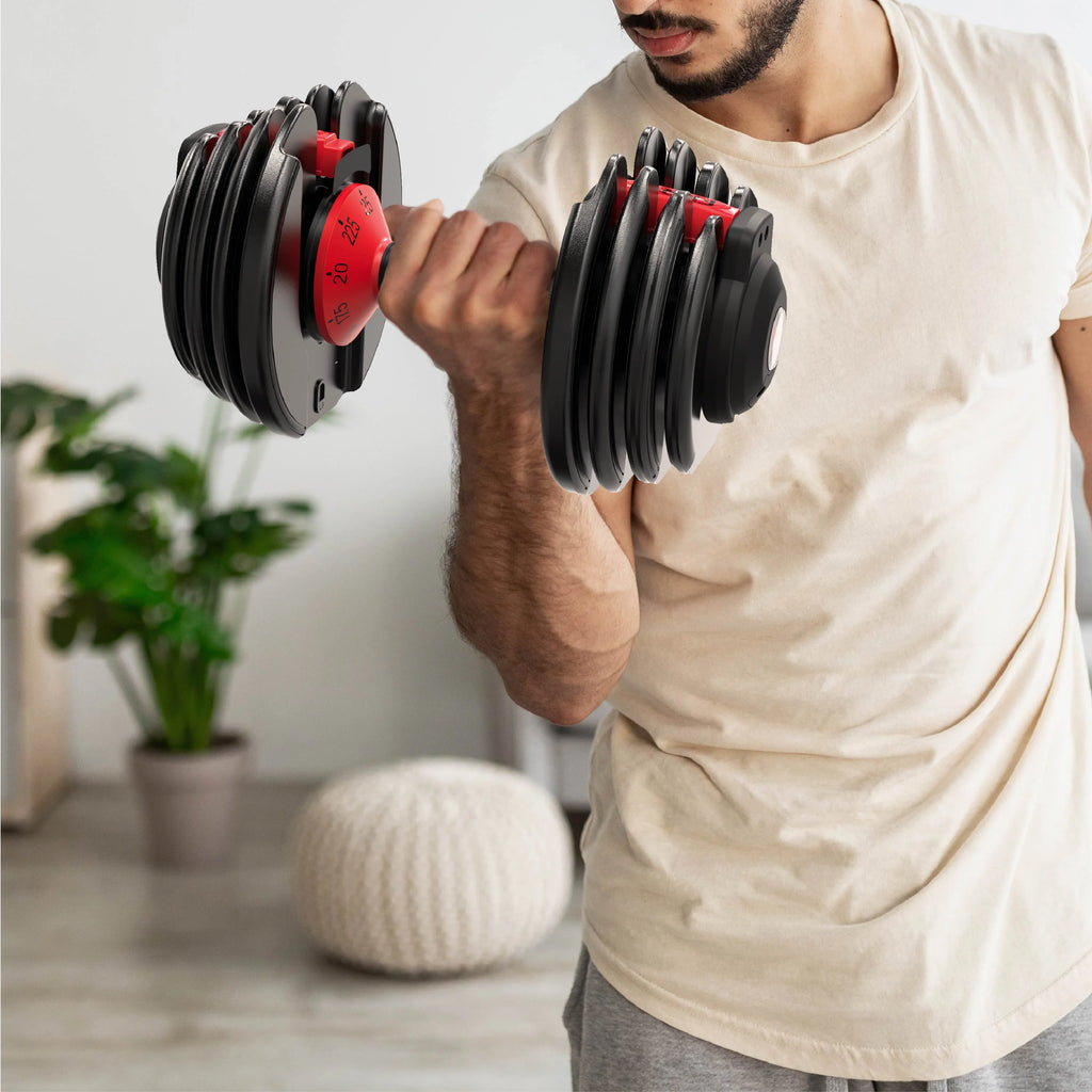 Fitrx Adjustable Dumbbells 2 - Pack, 25 lb Smartbell Dumbbell Set with 9 - in - 1 Quick - Select Weights, 2.5 lb Increments for Home Gym