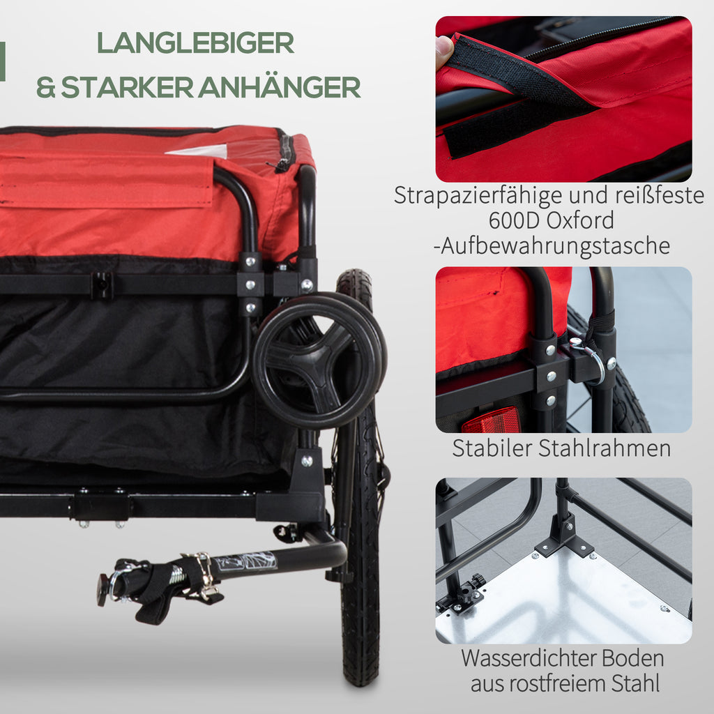 HOMCOM Lastenanhänger Bollerwagen 130 x 64 x 103 cm Stahl Schwarz+Rot