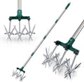 Altdorff Rotary Cultivator Set, 25"-63" Adjustable Gardening Rotary Tiller and Hand-Held Garden Cultivator Swith Aluminum Detachable Tines, Reseeding
