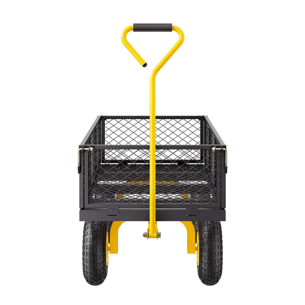 KFFKFF Mesh Steel Garden Cart 900 lb, 38 x 22 " Heavy Duty Utility Wagon Cart, Metal Garden Trolley with 10" Wheels, Removable Mesh Sides, 180swiveling Handle (Green)