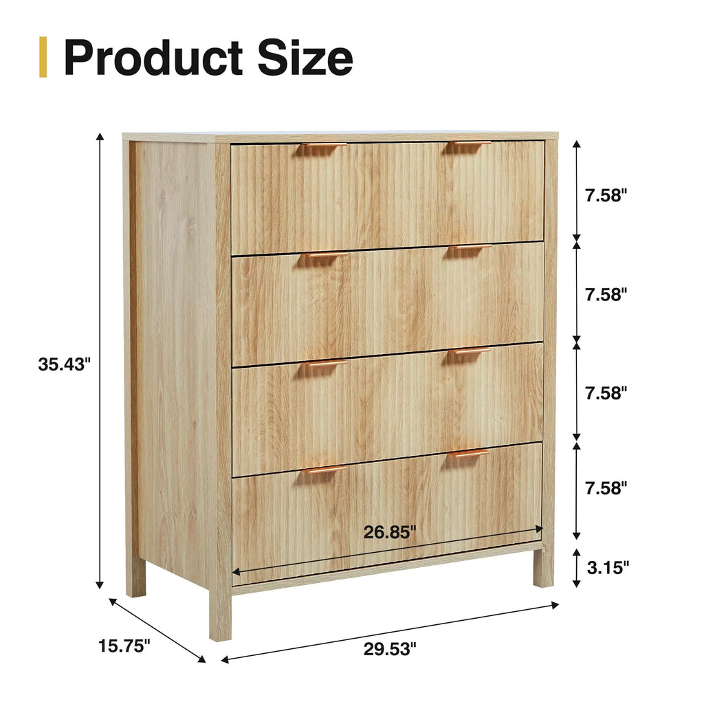 YOCWO Fluted Nightstand for Bedroom Set of 2, Wood Bedside Table Set of 2 with Drawers, Black