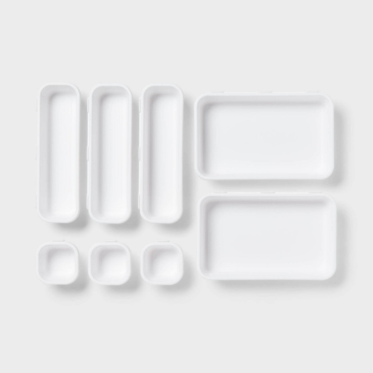 8pc Plastic Drawer Organizer Set White - Brightroom