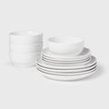 12pc Stoneware Westfield Dinnerware Set White - Threshold