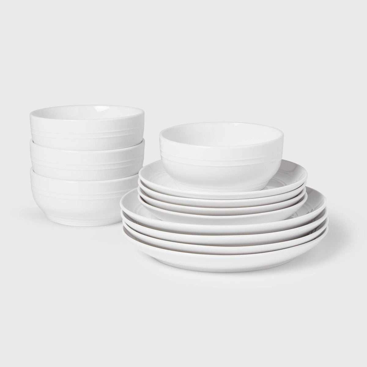 12pc Stoneware Westfield Dinnerware Set White - Threshold