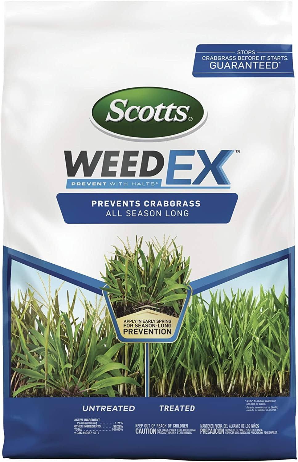 Scotts WeedEx Prevent with Halts - Crabgrass Preventer, Pre-Emergent Weed Control for Lawns, Prevents Chickweed, Oxalis, Foxtail & More All Season