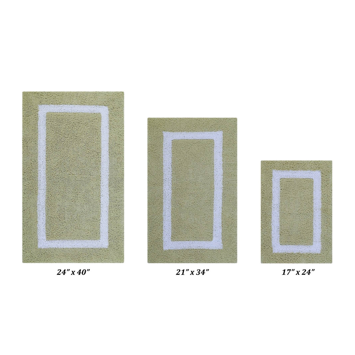 Better Trends Hotel Reversible 100% Cotton Bath Rug 3 Piece Set