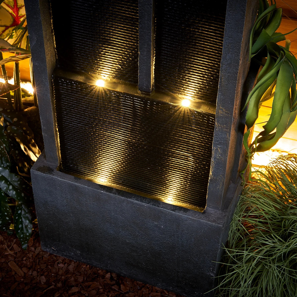 4 - Tier Water Fountain with LED Lights - 50.7" H Waterfall Fountain Indoor Outdoor Water Feature for Home, Patio, Garden