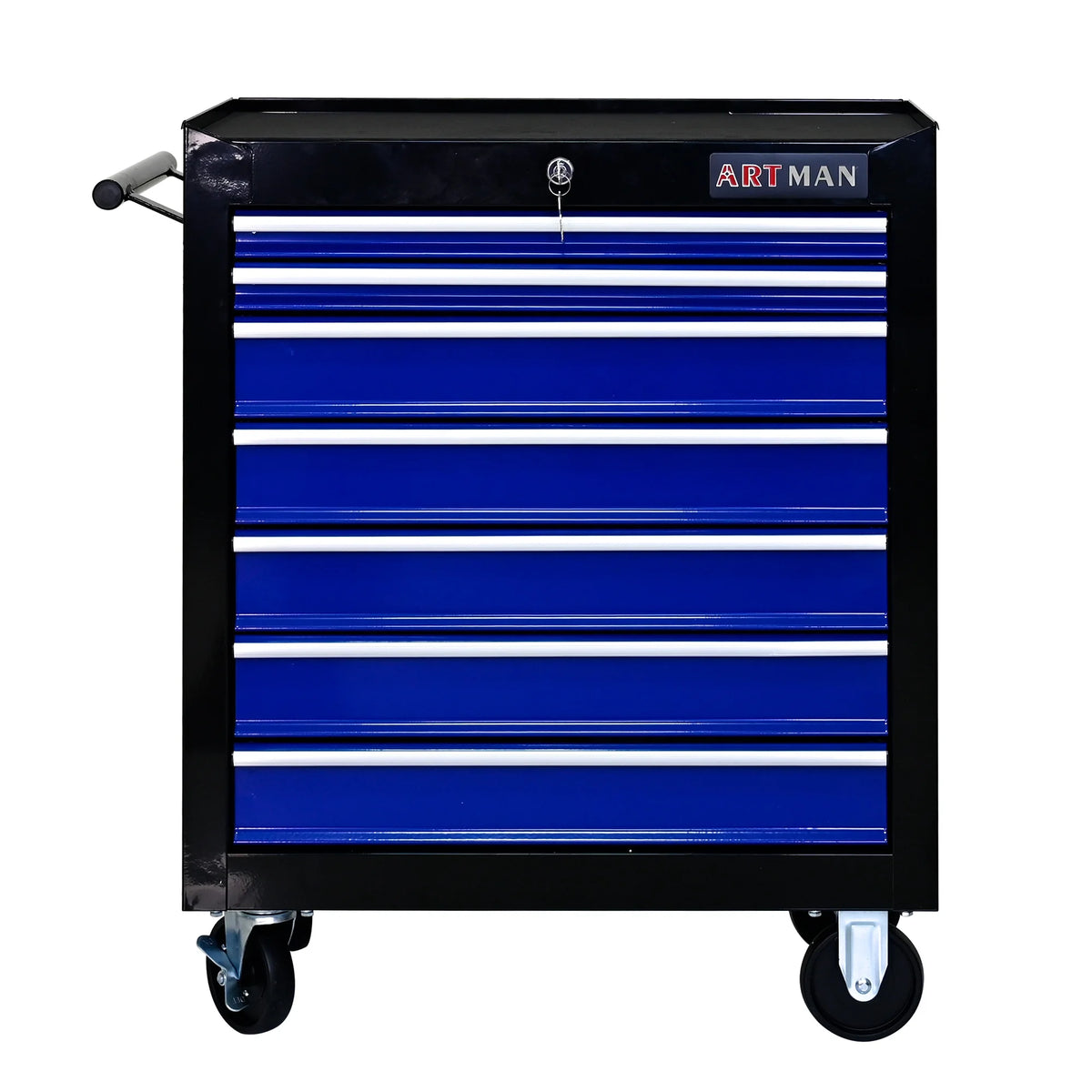 Aukfa Tool Chest, 24.5 in 7 - Drawer Steel Rolling Tool Box on Wheels for Workshop Garage, Red