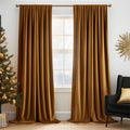 Lazzzy Velvet Blackout Curtains Thermal Insulated Curtains Room Darkening Super Soft Luxury Curtains for Bedroom Rod Pocket Window Drapes for Living