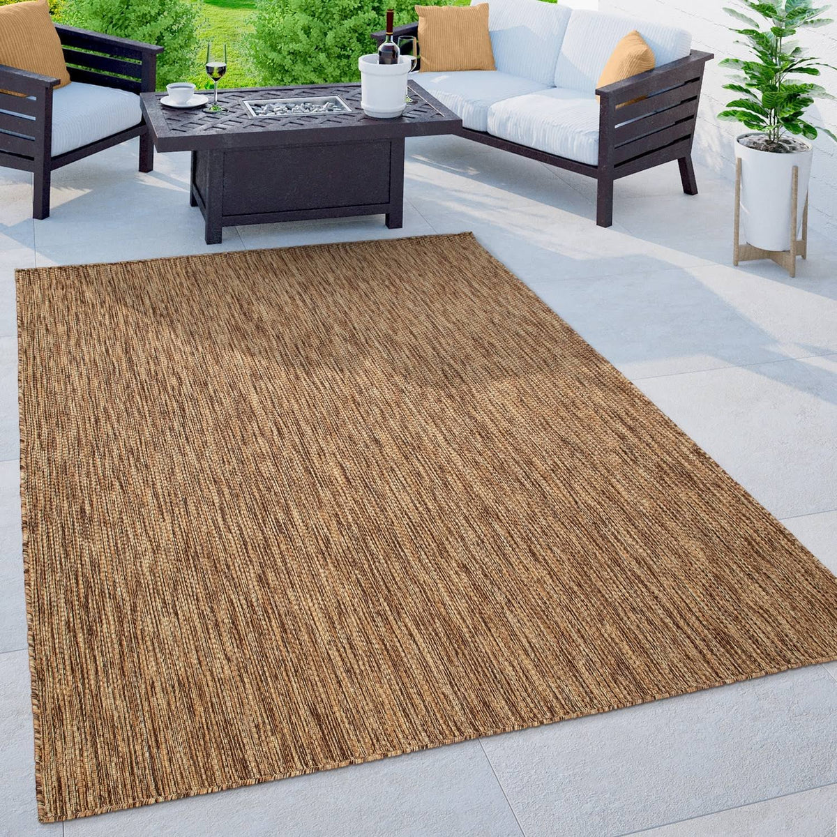 Paco Home Variegated Waterproof Outdoor Rug for Patio Brown-Beige 2'8" x 4'11" 3' x 5' Outdoor, Indoor Rectangle