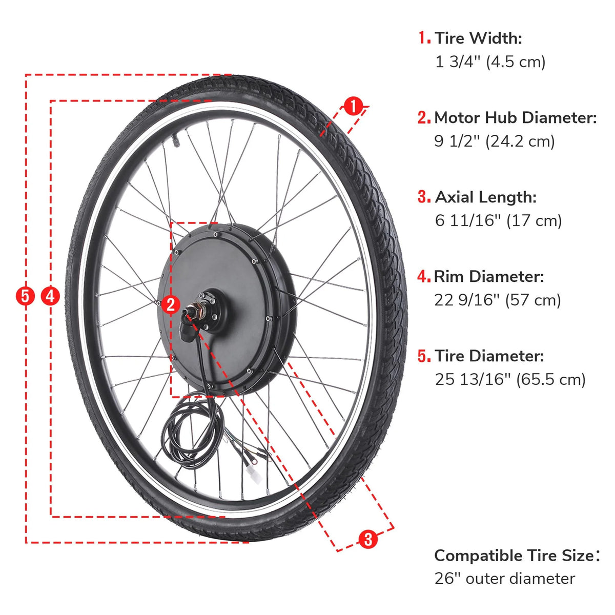 Yescom Electric Bike Conversion Kit 48V 1000W 26" Front Wheel E - Bike Conversion Kit Dual Mode Controller