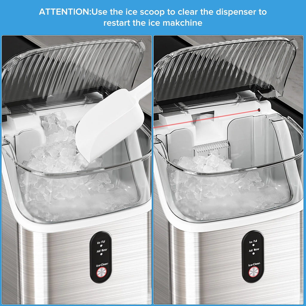 Auseo Nugget Ice Maker Countertop, Pebble Ice Maker Machine with 35 lb/24H Soft Ice, Self - Cleaning, for Home/Kitchen/Office (Black)