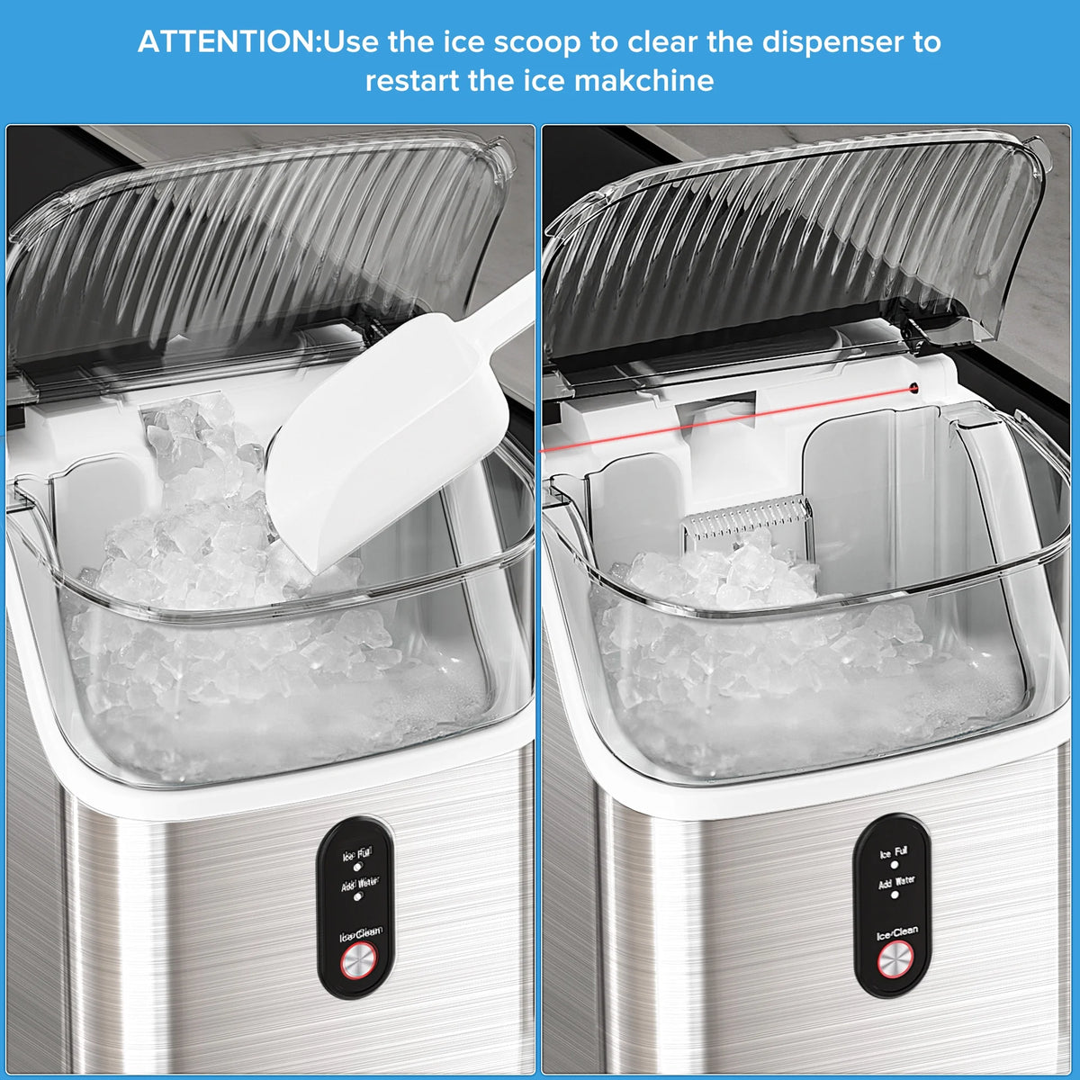 Auseo Nugget Ice Maker Countertop, Pebble Ice Maker Machine with 35 lb/24H Soft Ice, Self - Cleaning, for Home/Kitchen/Office (Black)