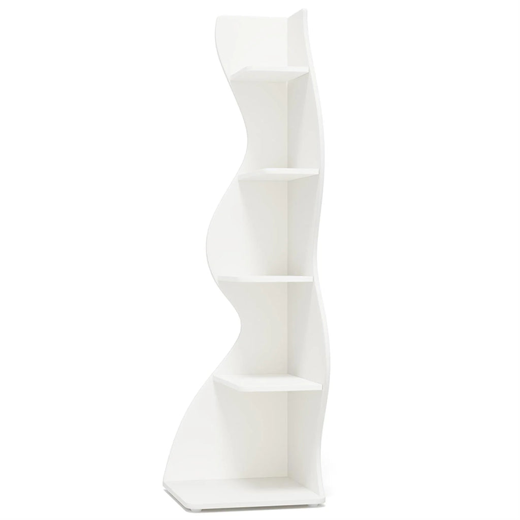 Finihen 5 - Tier Corner Bookcase, Wood Bookshelf Storage Organizer, 70" Tall Display Standing Shelf Unit for Bedroom, Living Room, Green