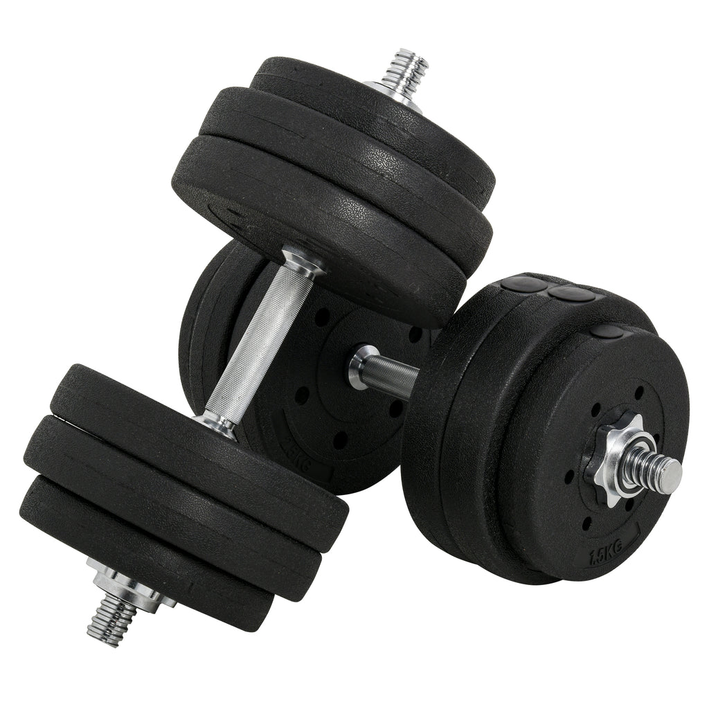HOMCOM Kurzhantel Set 30KG Hantelset mit Hantelscheiben für Zuhause Büro Fitnessstudio Stahl Kunstleder Schwarz Krafttraining