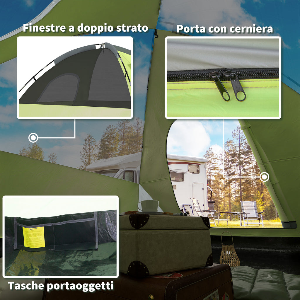 Outsunny Campingzelt 3 Personen Kuppelzelt, Wasserdicht und UV-Schutz, 300x300x180 cm, Gelb und Grau
