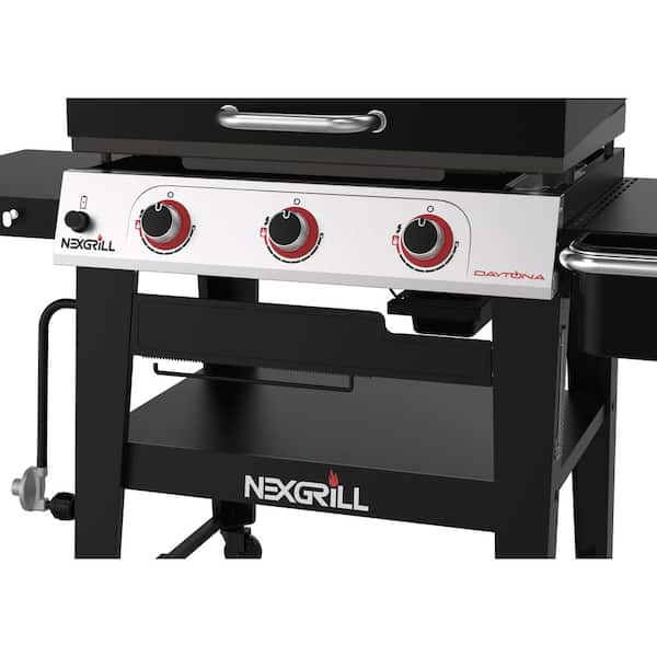 Daytona 3-Burner 30 in. Propane Gas Griddle in Black with Lid