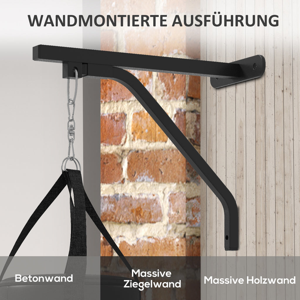 SPORTNOW Boxsack, befüllbar, mit Wandhalterung, Handschuhen und Bandagen, bis 45 kg, Schwarz