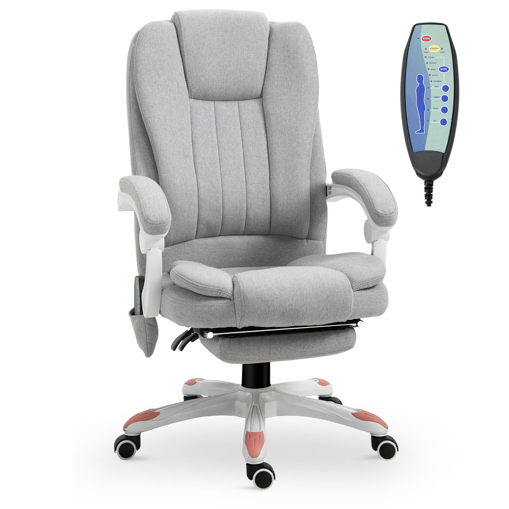 Vinsetto Massage Sessel, Bürostuhl, Gaming Stuhl, Polyester, Schaumstoff, Nylon, Grau, 66 x 63 x 107-115 cm
