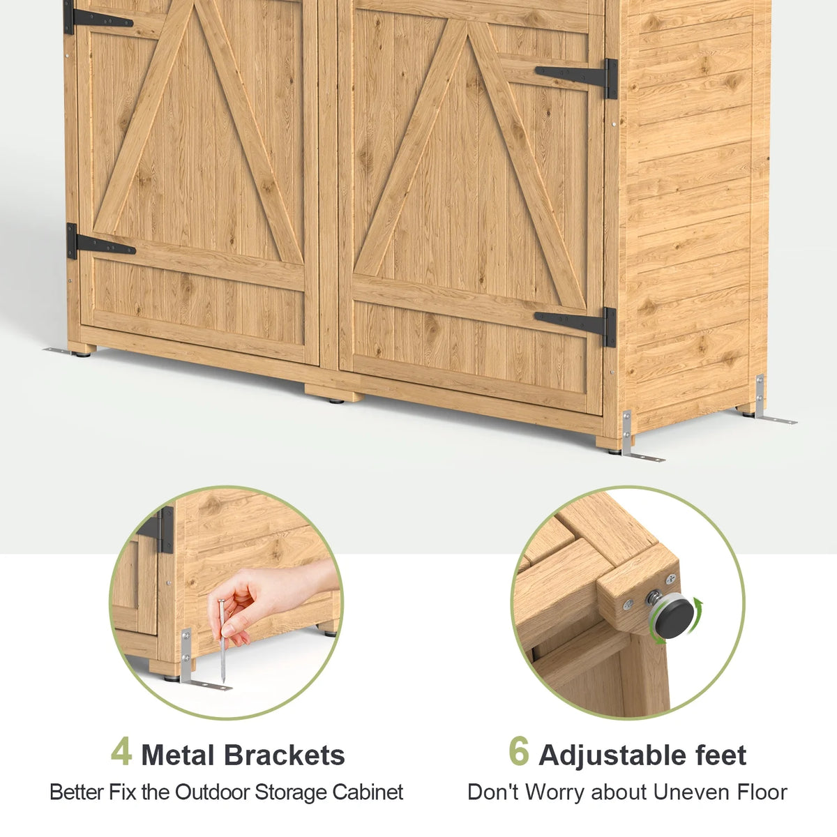 Aiho 55 Wide Outdoor Storage Shed with Lockable Double Doors - Weather - Resistant Garden Shed for Patio, Backyard & Lawn, Gray