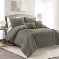 Lush Decor Arora Pleat Comforter Dark Gray 5pc Set Full/Queen