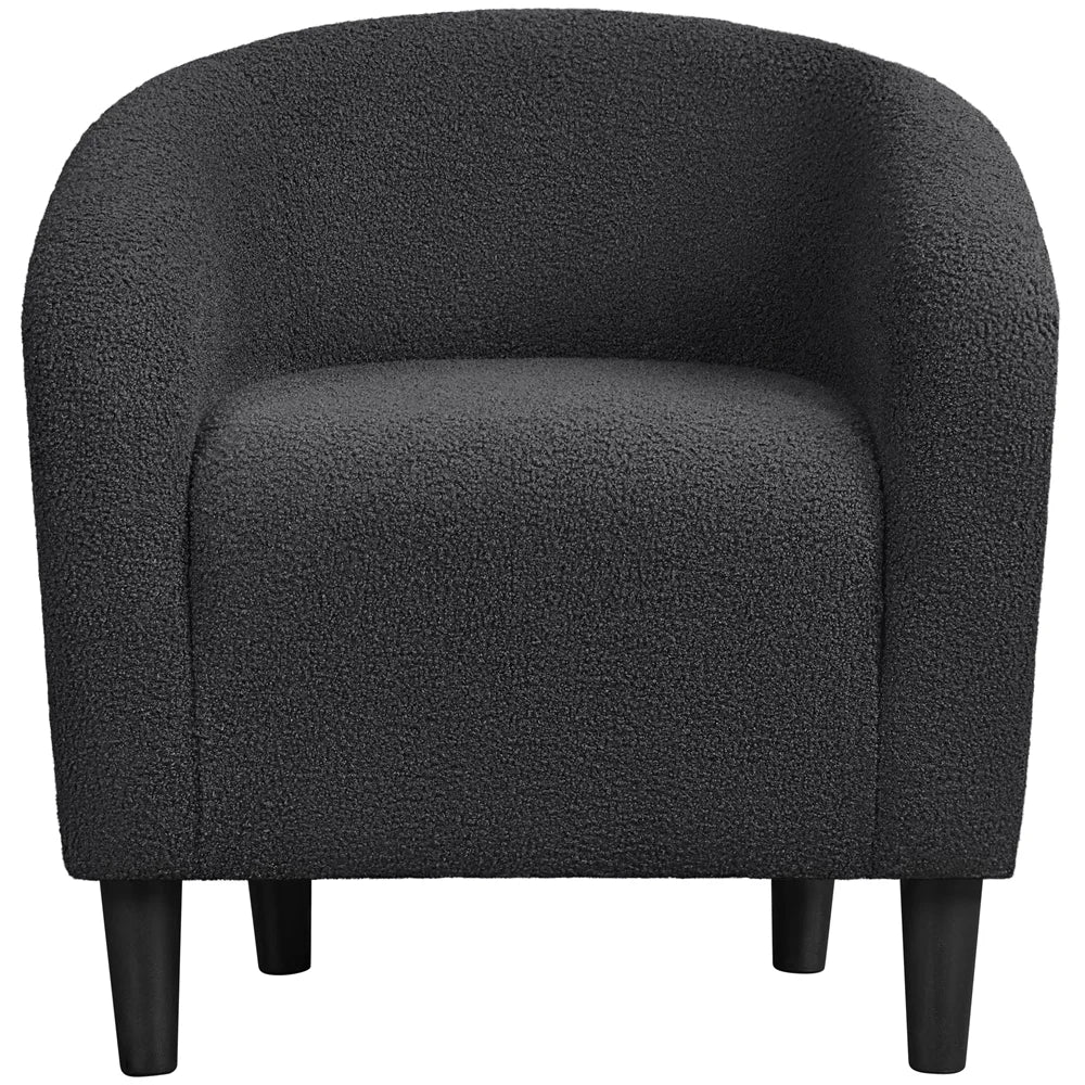Yaheetech Upholstered Club Chair Accent Barrel Chair, Ivory
