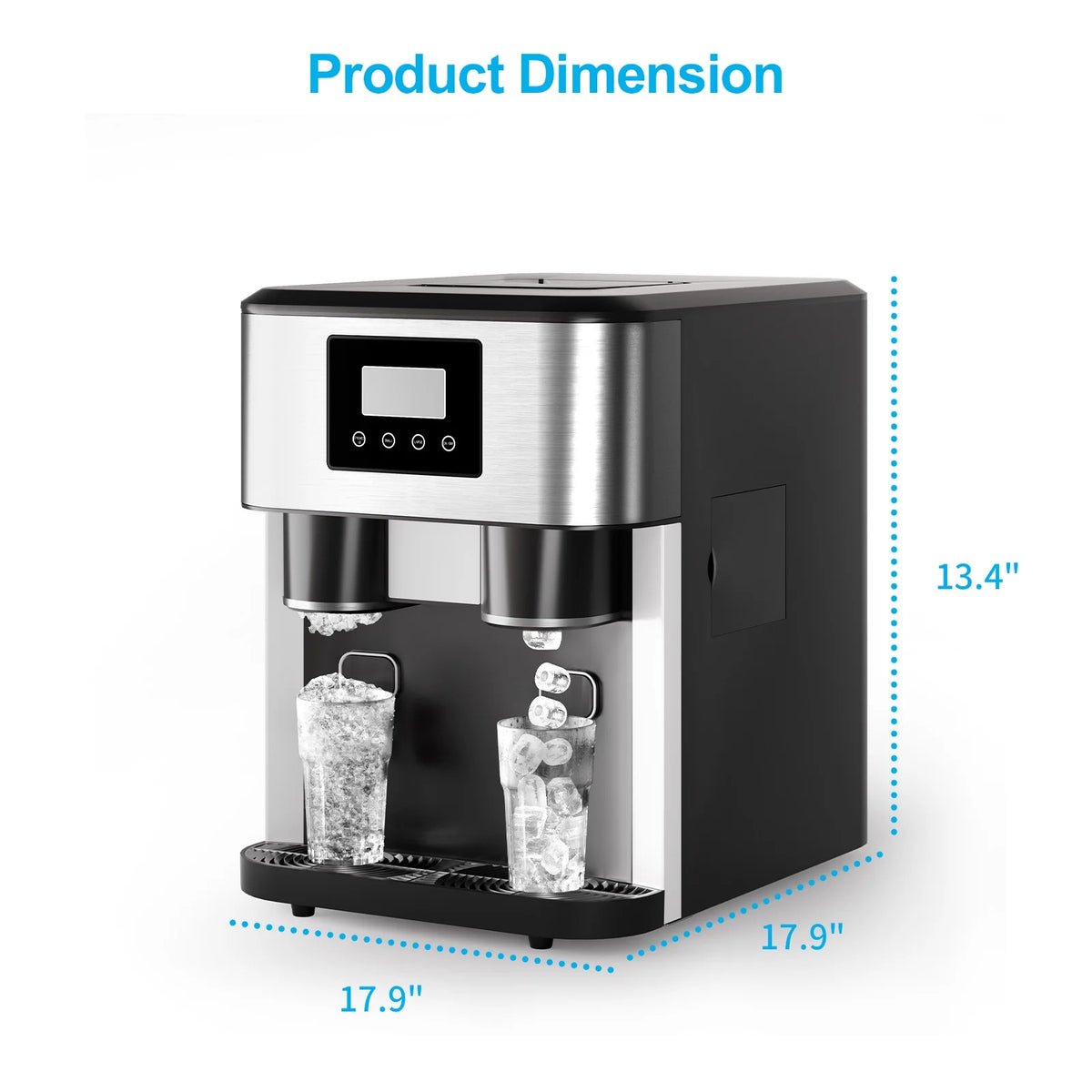TABU 3 in 1 Ice Maker with Water Dispenser, 40 lb/24H, Ice Machine with Ice Crushing, Self Cleaning, Black