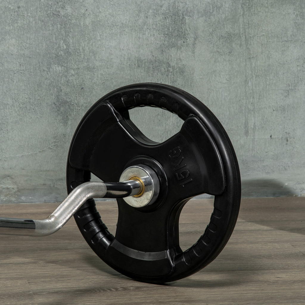 SPORTNOW Hantelscheibe, 2er-Set, 15 kg pro Scheibe, drei Griffe, bodenschonender Gummimantel, Metall