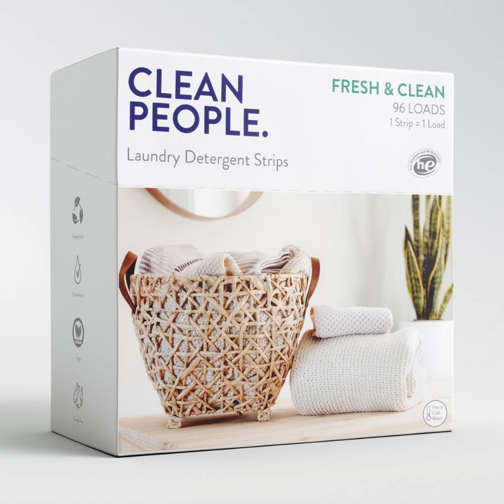 Clean People Laundry Detergent Sheets - Plant-Based, Hypoallergenic Soap - Ultra Concentrated, Plastic Free, Natural Ingredients, Recyclable Packaging