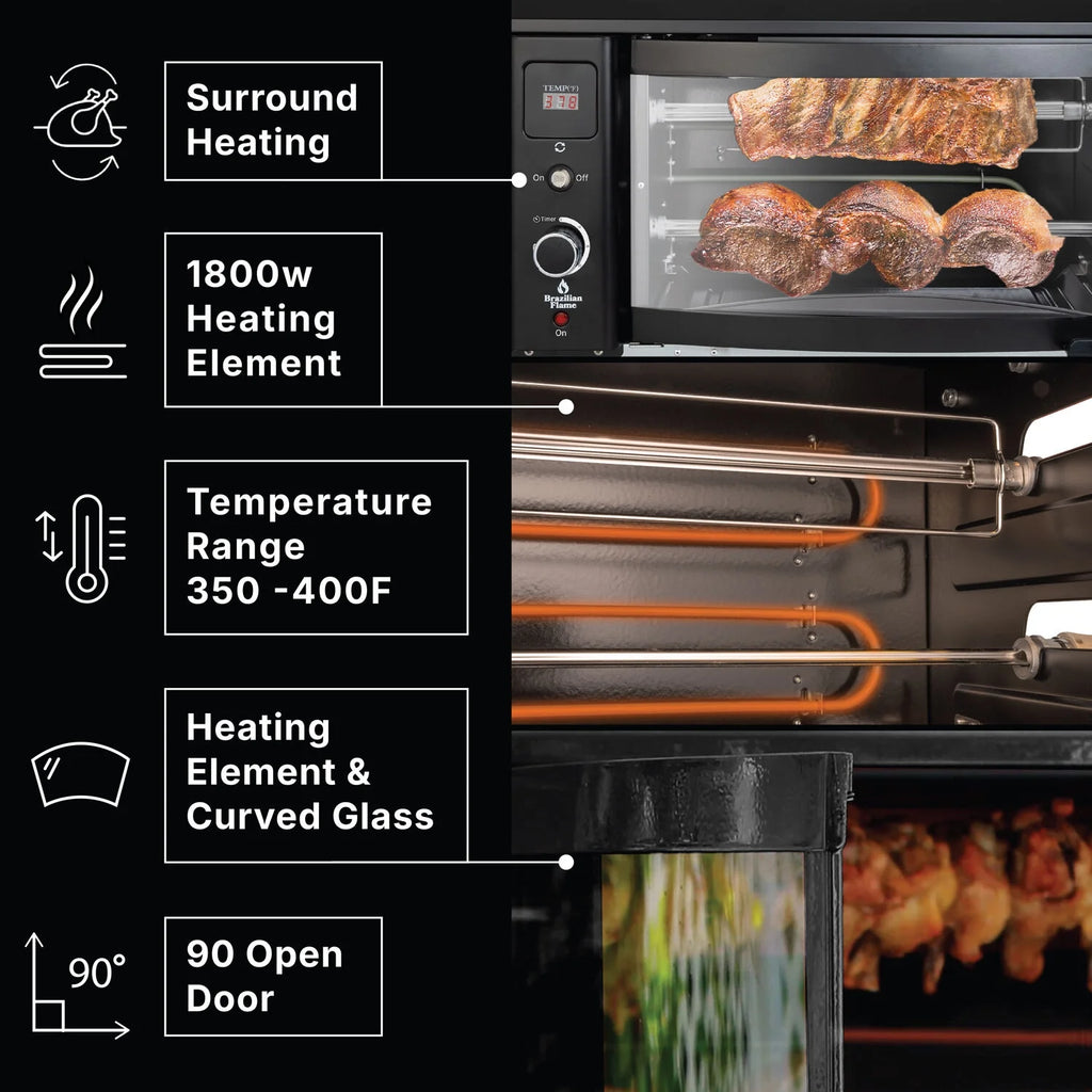 Brazilian Flame 2 - Skewer Brazilian Rotisserie Electric Grill in Red