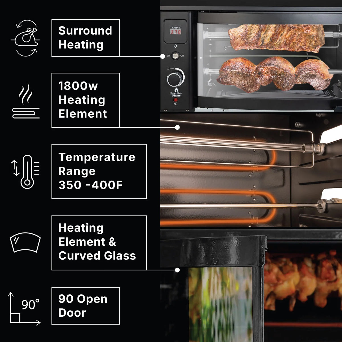Brazilian Flame 2 - Skewer Brazilian Rotisserie Electric Grill in Red