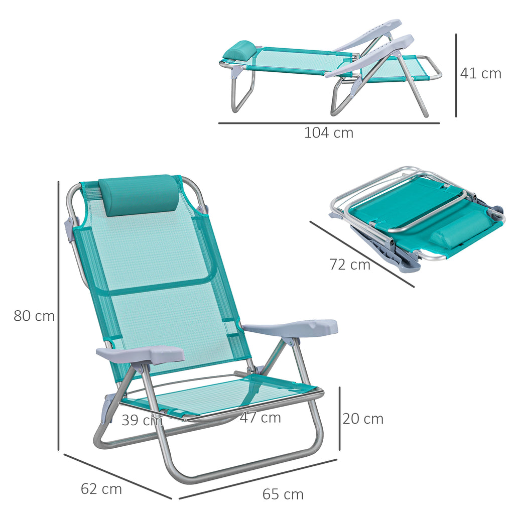 Outsunny Set aus 2 klappbaren Gartenstühlen tragbarer Angelsessel Campingstuhl mit verstellbarer Kopfstütze und 6-fach verstellbarer Rückenlehne
