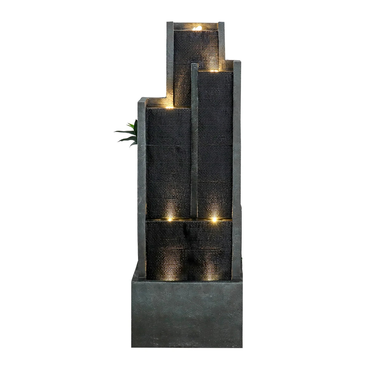 4 - Tier Water Fountain with LED Lights - 50.7" H Waterfall Fountain Indoor Outdoor Water Feature for Home, Patio, Garden