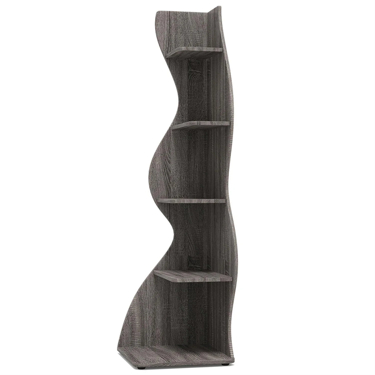 Finihen 5 - Tier Corner Bookcase, Wood Bookshelf Storage Organizer, 70" Tall Display Standing Shelf Unit for Bedroom, Living Room, Green