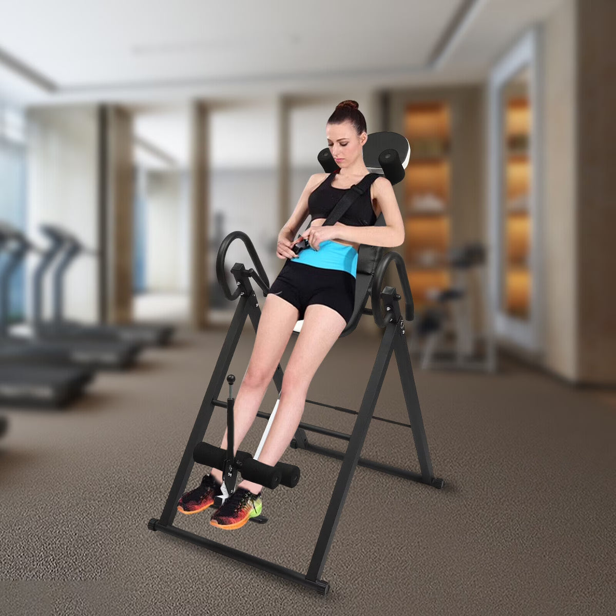 Foldable Inversion Table Teeter Advanced Back Pain Ankle Relief Gravity Fitness