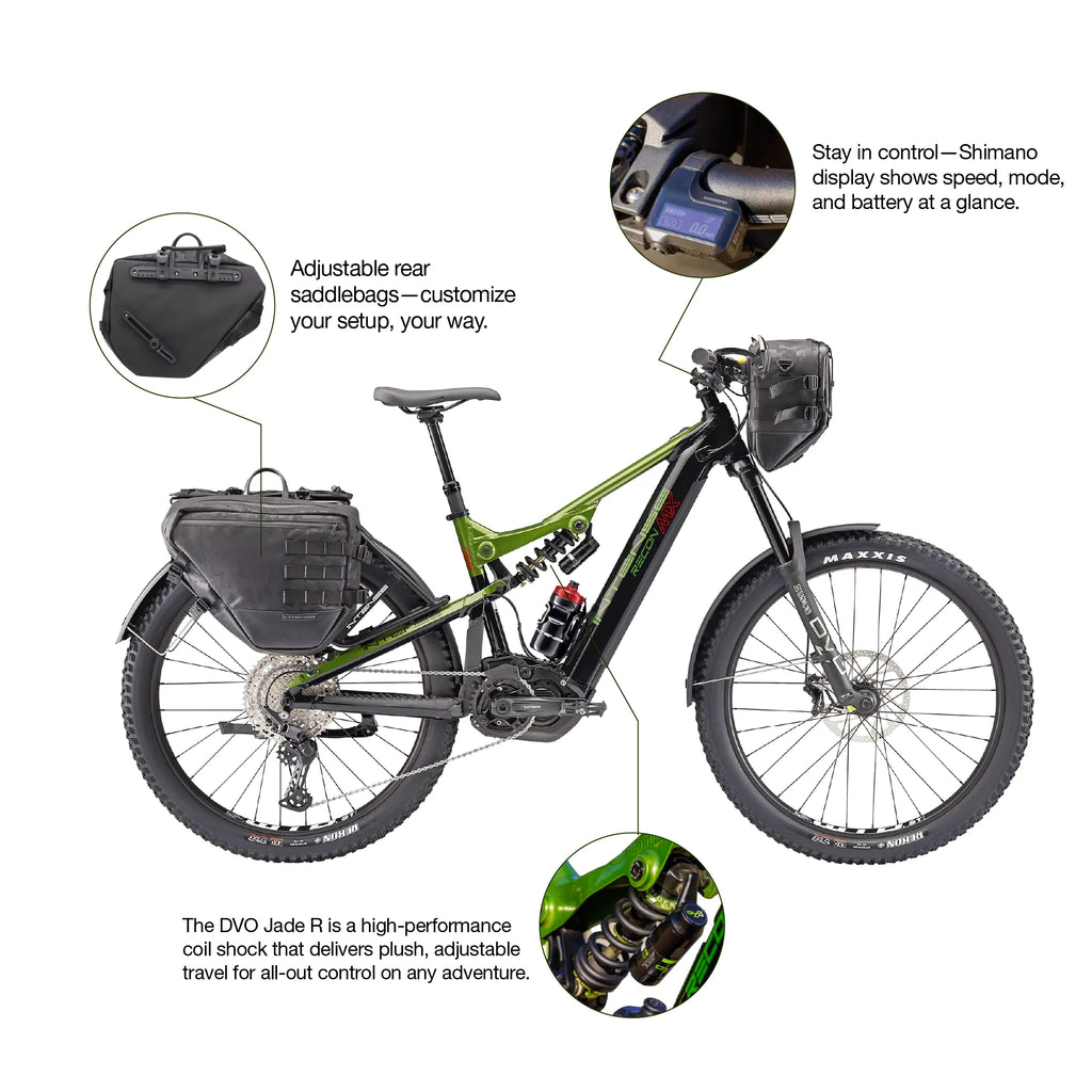 INTENSE RECON MX Adventure Adult S/M Electric Mountain Bike with Shimano Steps E7000 Motor, 11 - Speed Gears, 27.5" Wheels, DVO Suspension, 504 Wh Integrated Battery, Custom Rack and Bag Set Included
