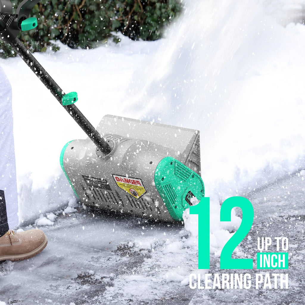 Litheli Cordless Snow Shovel, 20V 12 - Inch Battery Powered Snow Thrower, Battery Snow Blower with Auxiliary Handle, with 4.0ah Li - Ion Battery & Charger