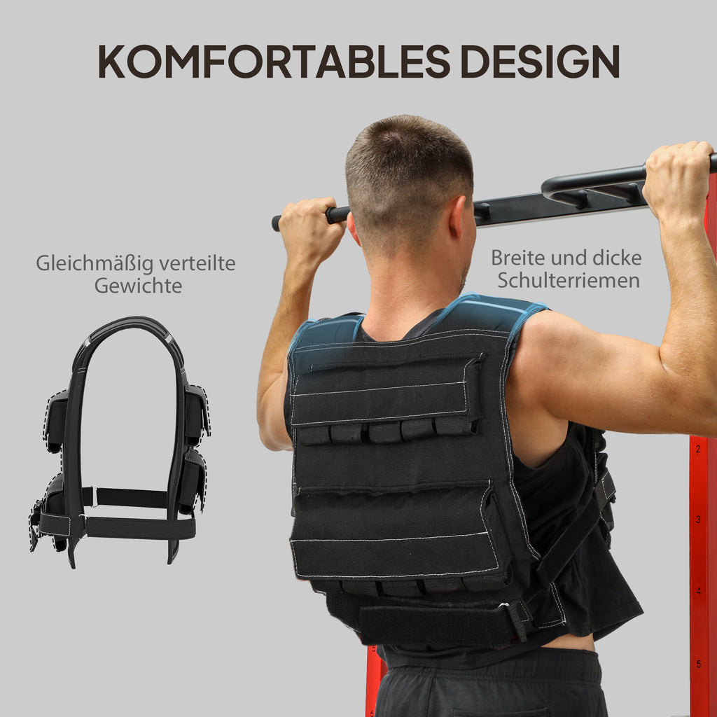 SPORTNOW 20 kg Anpassbare Gewichtsweste mit verstellbaren Gurten und reflektierenden Streifen, für Männer und Frauen