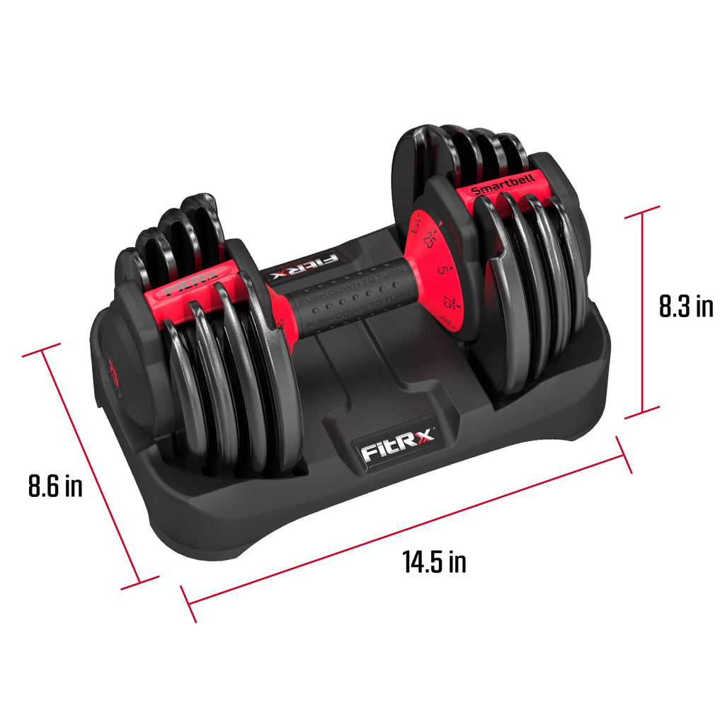 Fitrx Adjustable Dumbbells 2 - Pack, 25 lb Smartbell Dumbbell Set with 9 - in - 1 Quick - Select Weights, 2.5 lb Increments for Home Gym
