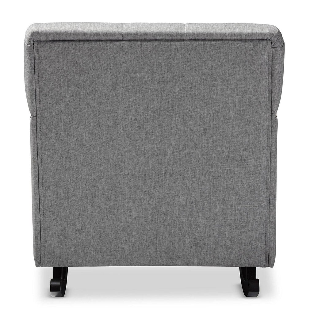 Baxton Studio Bethany Modern and Contemporary Gray Fabric Upholstered Button - Tufted Rocking Chair