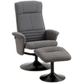 HOMCOM Relaxsessel mit Fußhocker, verstellbare Rückenlehne, 69 cm x 71 cm x 104 cm, Dunkelgrau + Schwarz