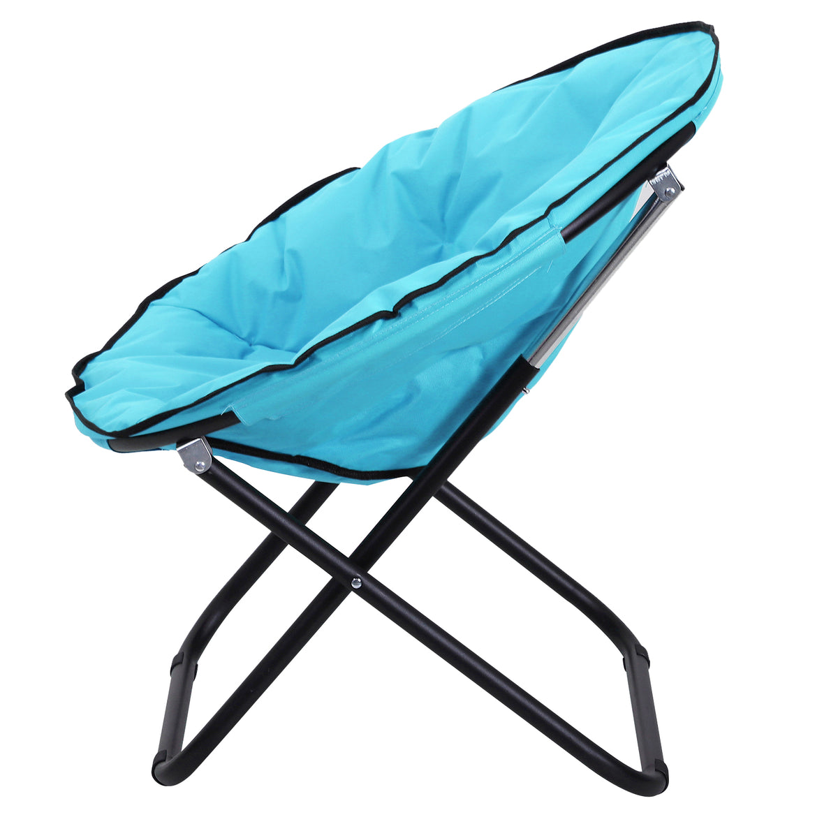 Outsunny Campingstuhl Faltbar Campingsessel mit Lehne, Klappstuhl bis 120kg, gepolstert Moonchair Extra Breit, Faltsessel Outdoor Stuhl für Garten, Balkon, Camping, Blau