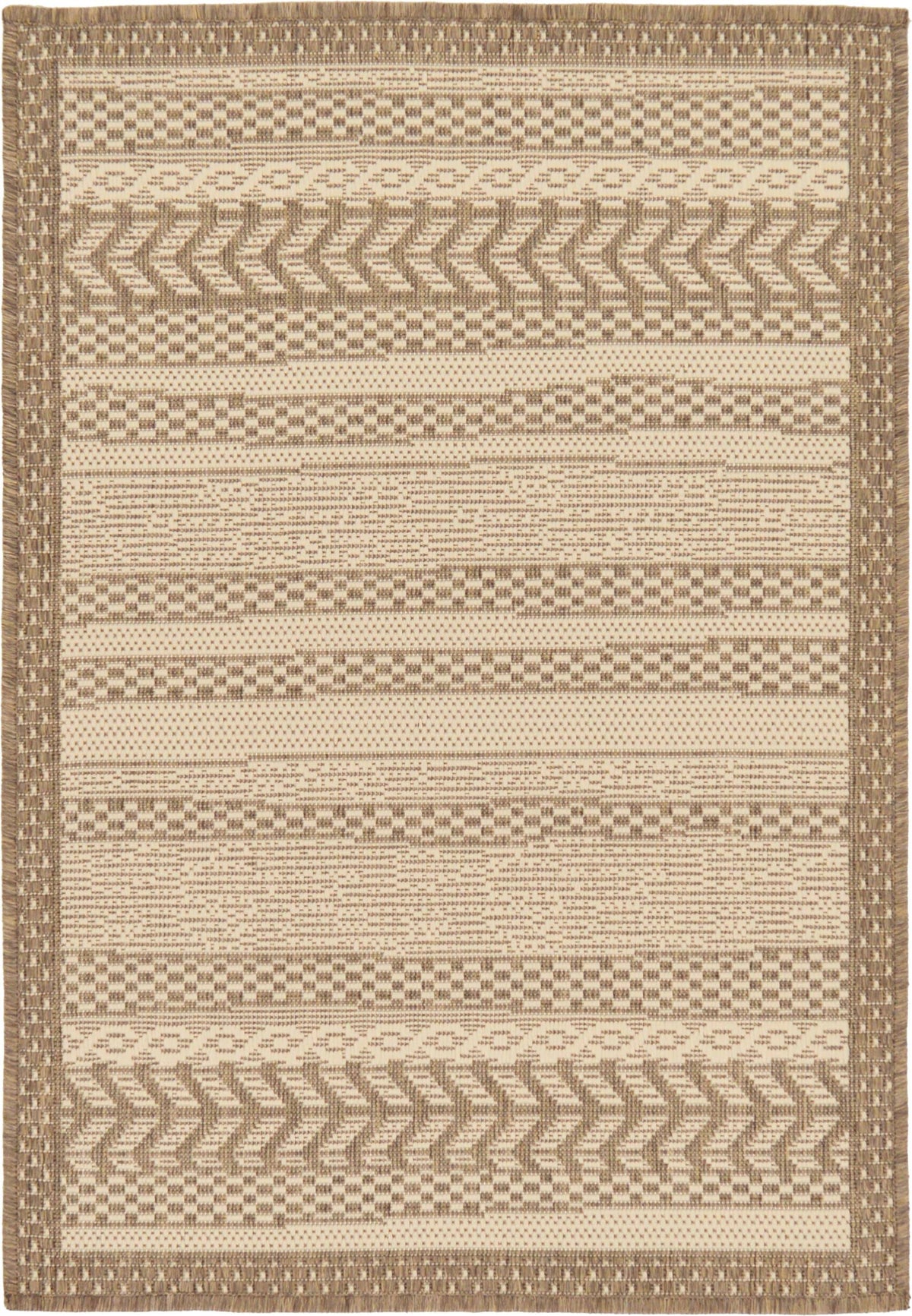 Unique Loom Lines Outdoor Rug, Beige