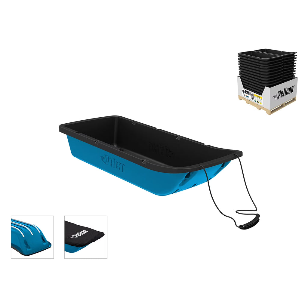 Pelican Trek 52 Utility Sled - Ram - X Runners, Pull Rope and Travel Cover - 4 Season Sled - Heavy Duty RAM - X Construction - Carry up to 226 lb - Cyan