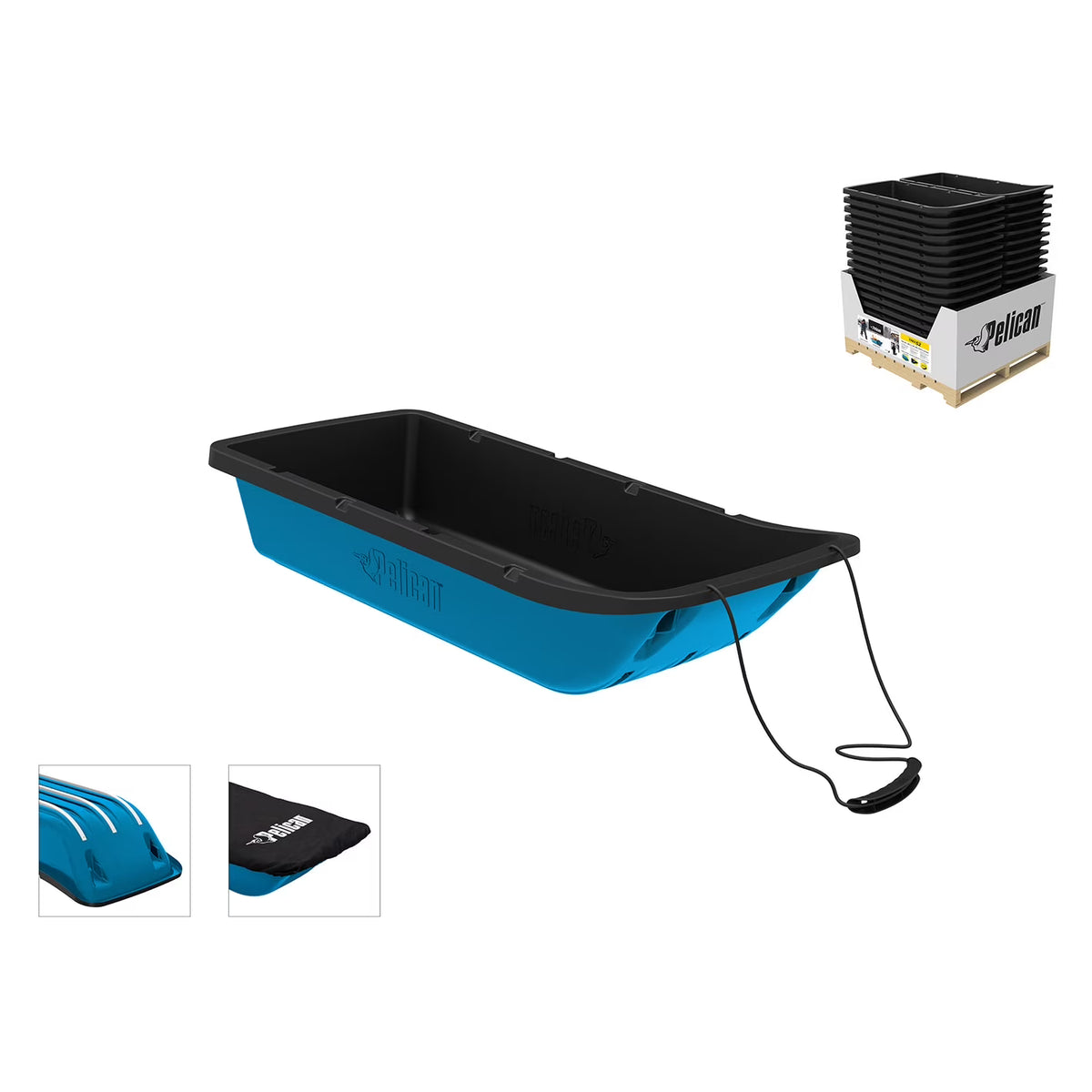 Pelican Trek 52 Utility Sled - Ram - X Runners, Pull Rope and Travel Cover - 4 Season Sled - Heavy Duty RAM - X Construction - Carry up to 226 lb - Cyan