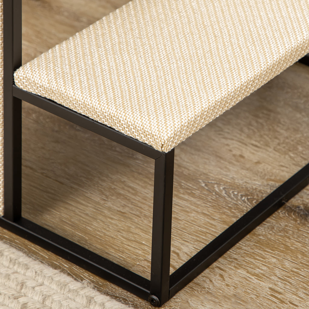 PawHut Katzentreppe, mit Kratzbrett, 3 Stufen, Spielball, robust, Stahl+Sisal, cremeweiß+schwarz, 51 x 54 x 53cm