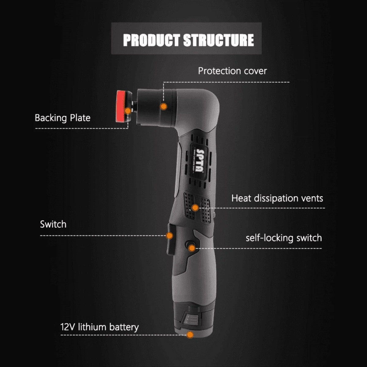 SPTA Cordless Mini Polisher, 12V Multi Polisher, Micro Cordless Scratches Killer Car Polisher RO/DA Mini Auto Machine Set with Polishing Pad and Wool Pads for Polishing, Sanding and Cleaning