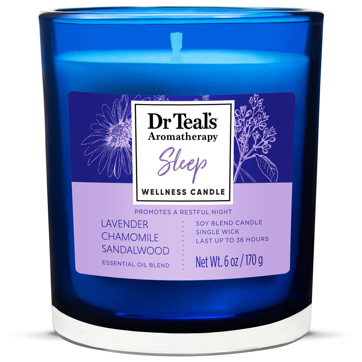 Dr Teal's Aromatherapy Sleep Wellness Candle with Lavender & Chamomile, 6 oz